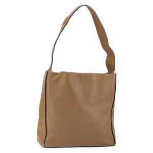 Authentic PRADA Shoulder Bag Leather Brown Silver